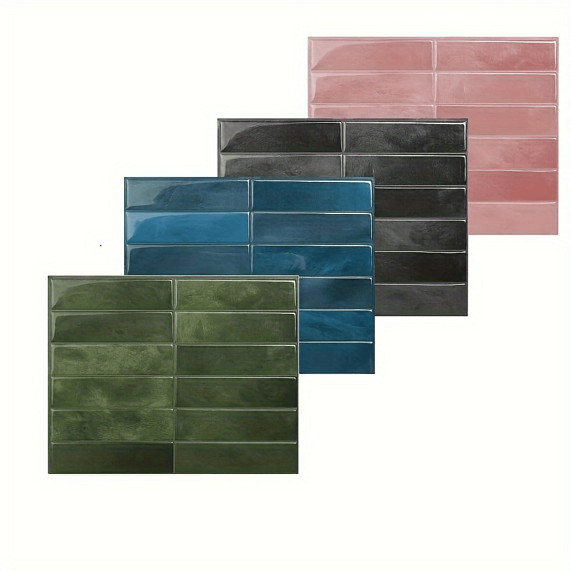 3D Self-Adhesive PET Tile Wall Stickers Waterproof Anti-Mold Oil-Resistant for Kitchen Bathroom Living Room