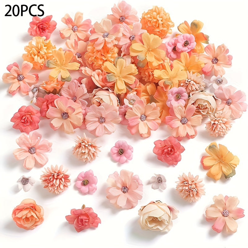 Silk Flower Heads 20 Daisy and Rose for DIY Wedding Party Holiday Decorations