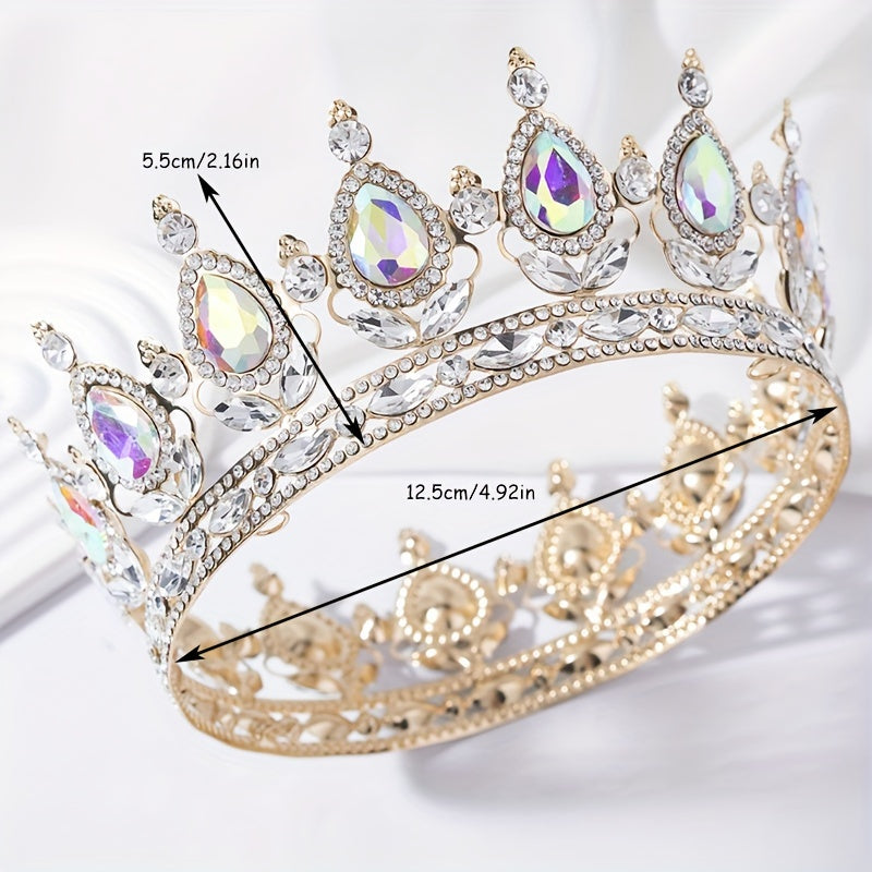 Round Crown Hair Accessory for Princess Bridal Wedding or Birthday
