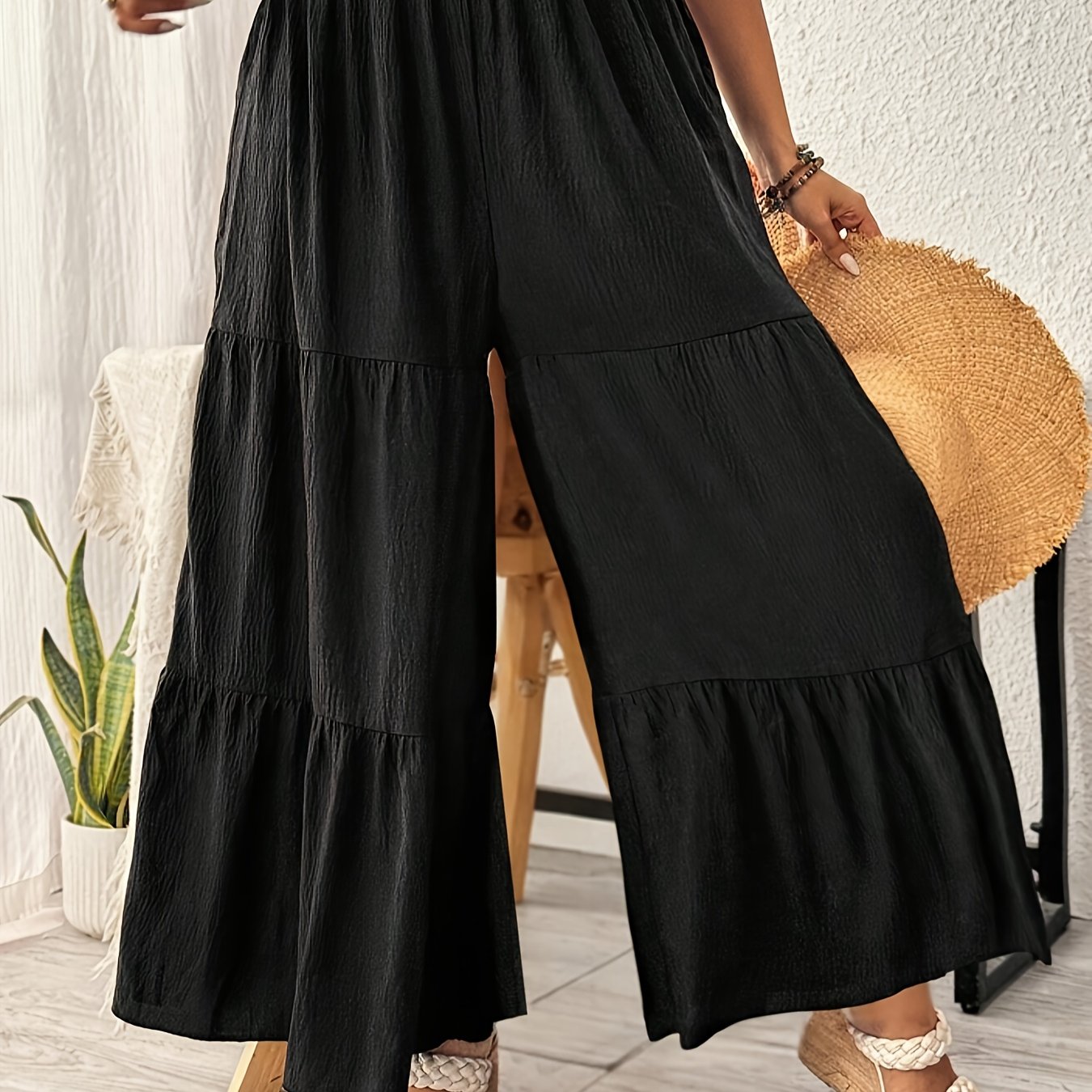 Plus Size Women's Patchwork Cake Skirt Pants Long Trousers