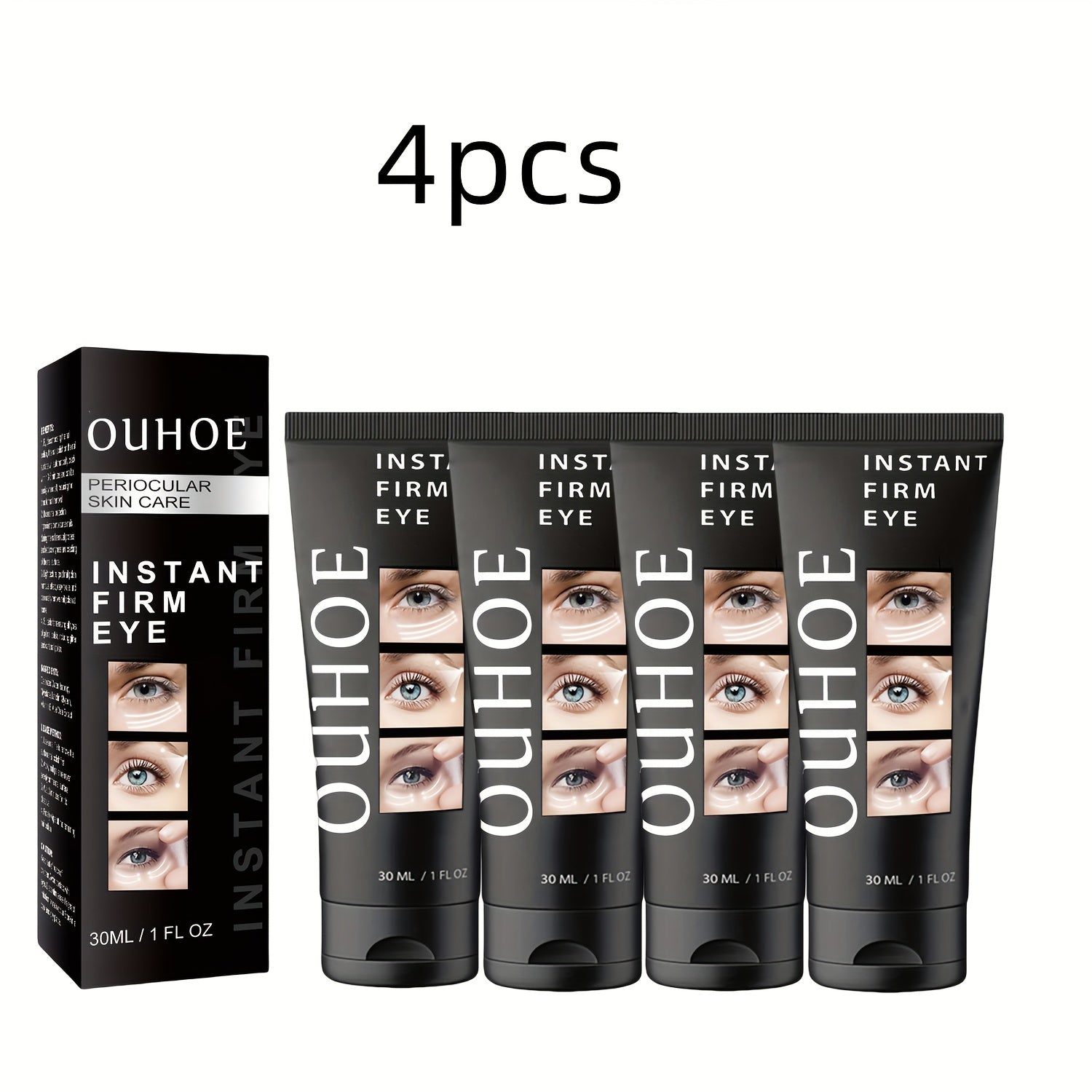 OUHOE Instant Eye Tightener Cream barcha teri turlari uchun. Niacinamide va Gialuron kislotasi bilan mustahkamlovchi va namlantiruvchi. Hidi yo'q, ko'z konturini va namlik darajasini oshiradi, kundalik foydalanish uchun.