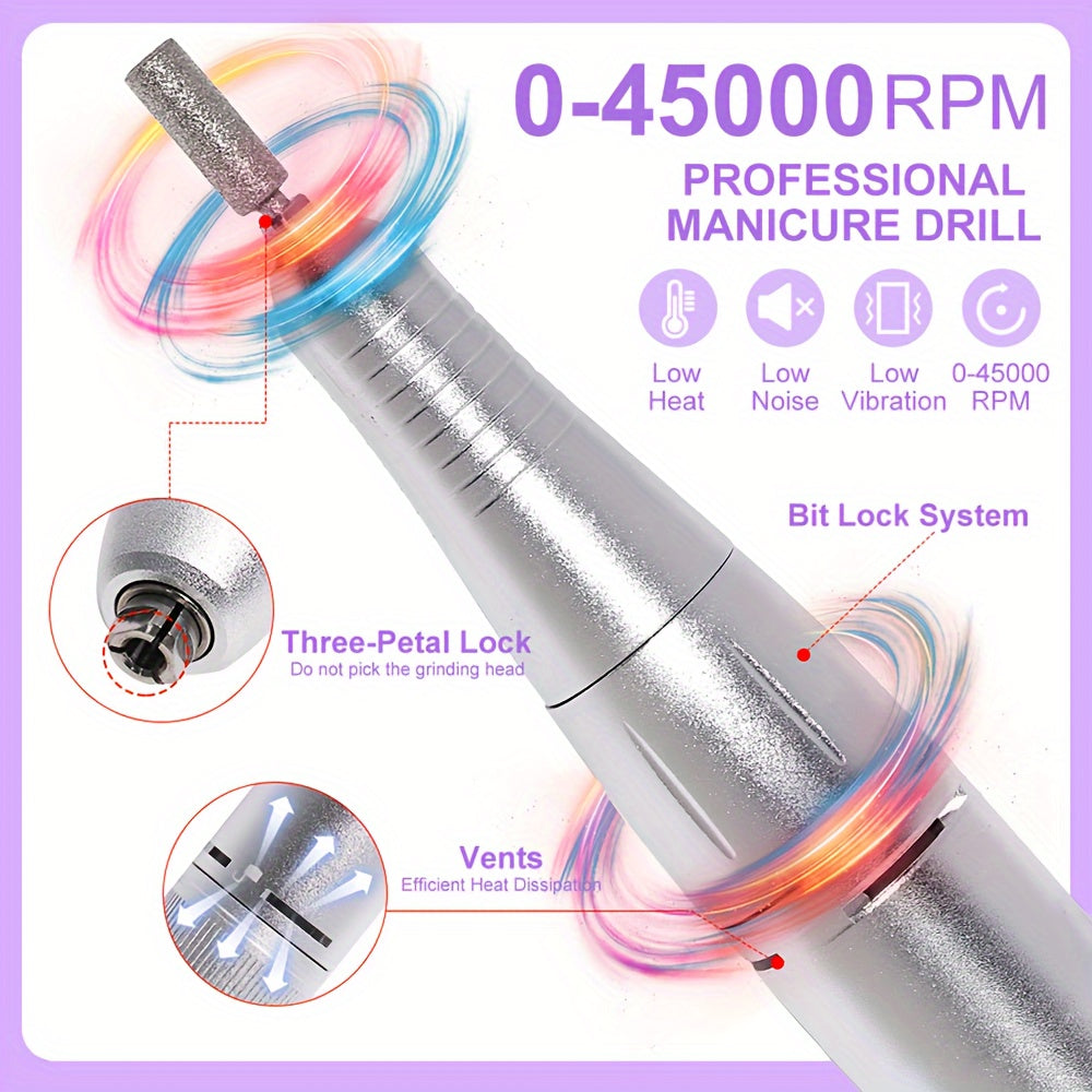 45000RPM Portable Wireless Nail Polisher with Digital Display for Manicure Salon