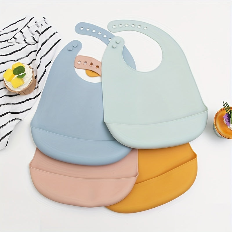 Set of 3 Unisex Food Grade Silicone Baby Bibs for Feeding