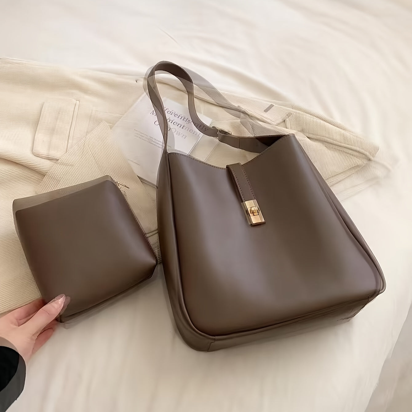 Кошелек из однотонного ПУ с ремешком на запястье в белом хаки кофе