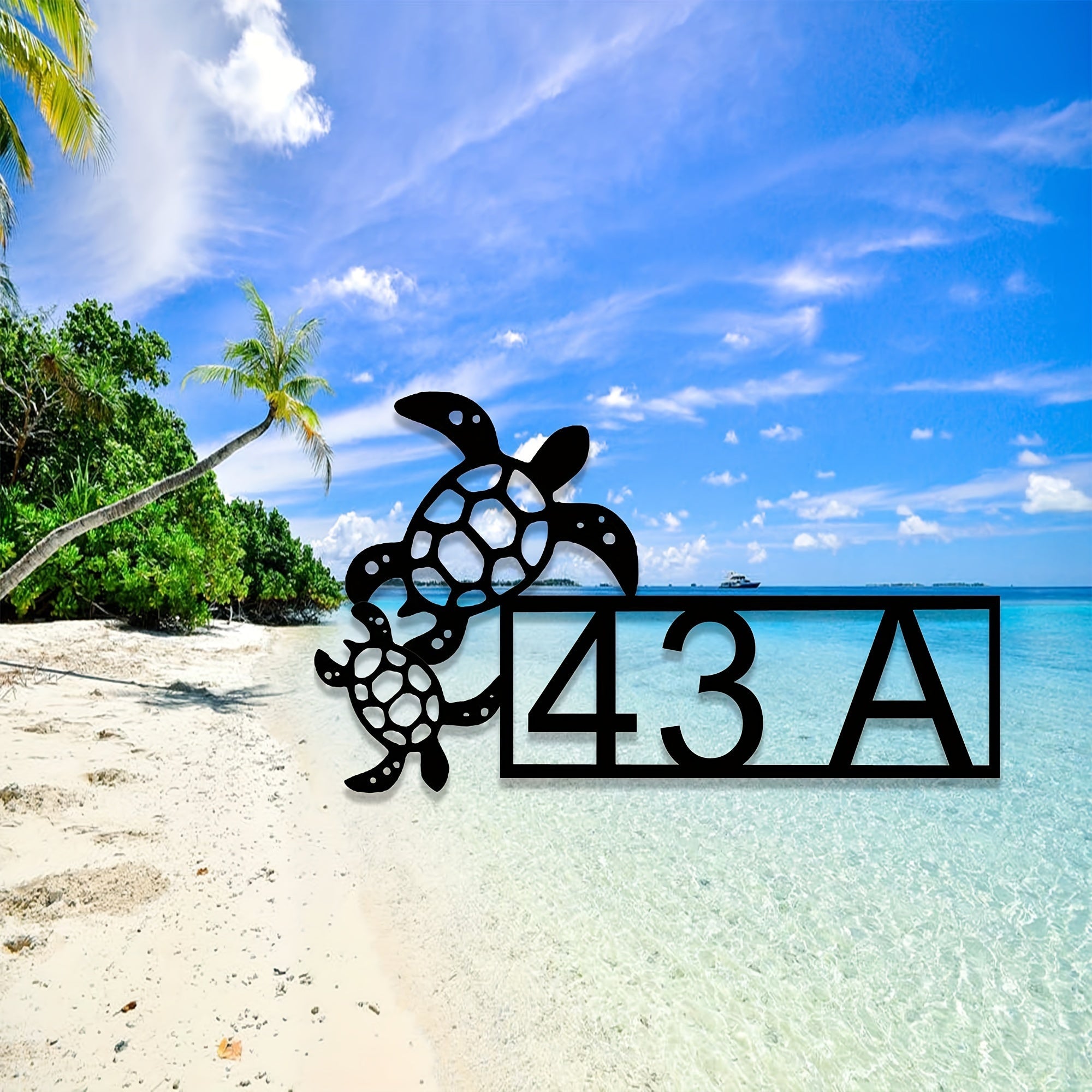 Sea Turtles Address Sign Personalizable Wall Decor Beach Home Gift