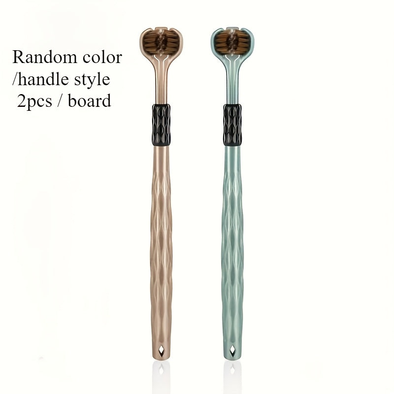 Set of 4 and 2 U-Shaped Toothbrushes for Adults Soft Nylon Bristles Tongue and Teeth Cleaning