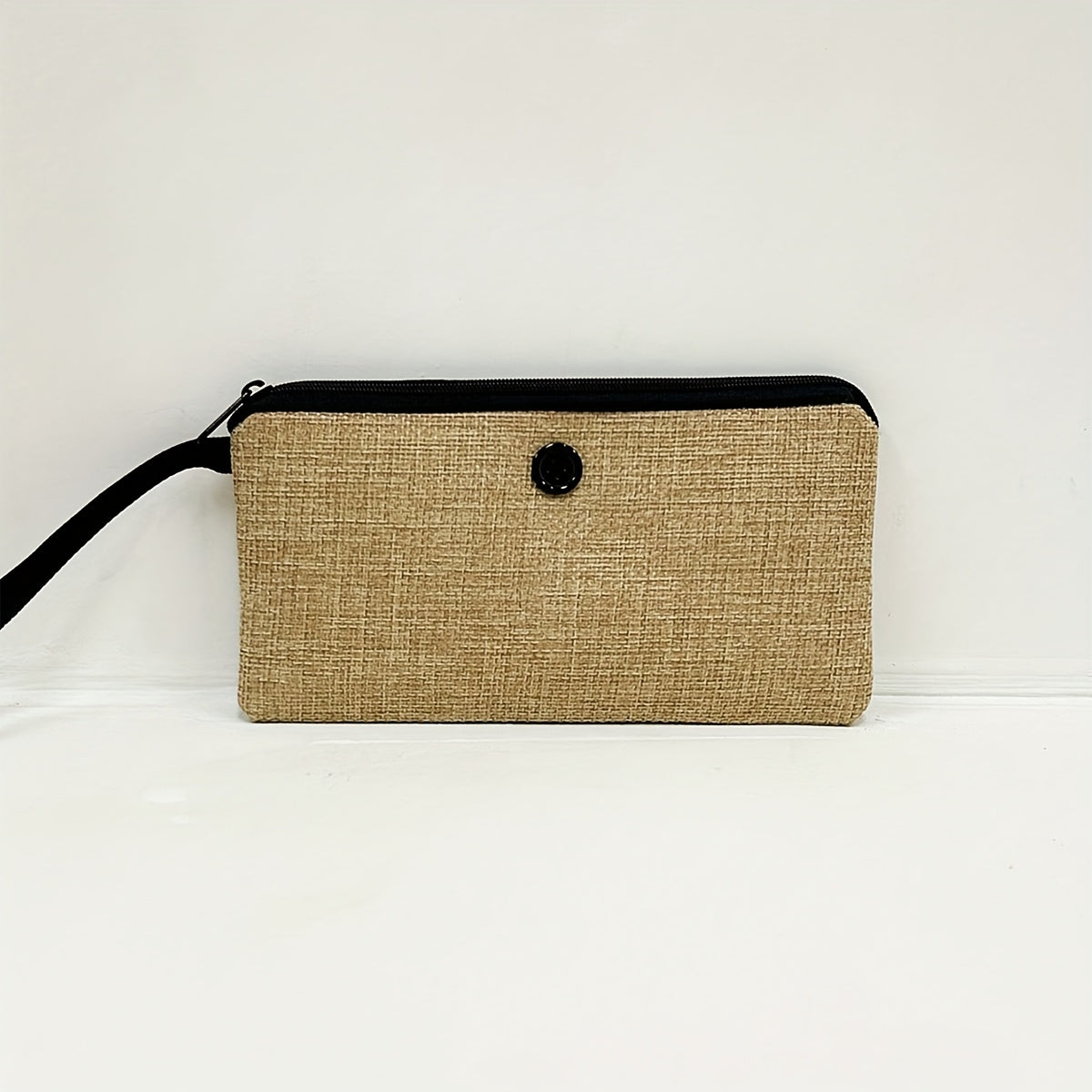 Linen Handbag Large Capacity Travel Makeup Teacher Tote Shopping Bag Khaki