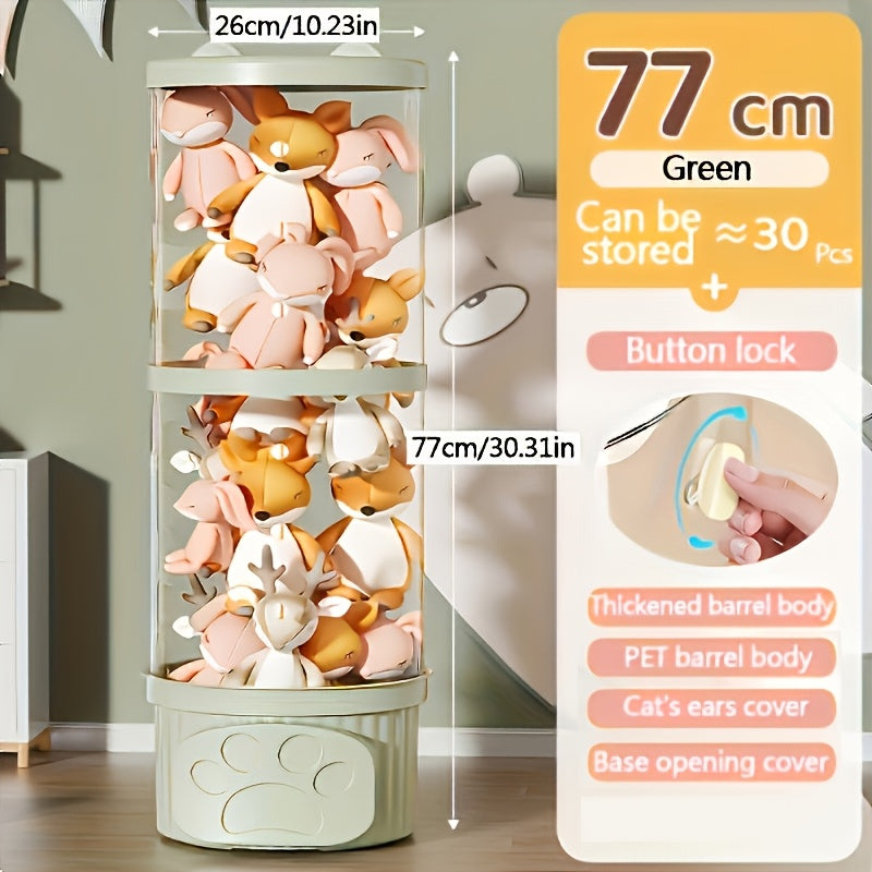 Estante de almacenamiento transparente con temática de animales, apilable, organizador de juguetes de peluche para sala de juegos y hogar