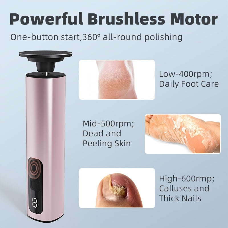 USB Rechargeable Exfoliator and Callus Remover with 9 Speed Settings for Feet and Hands