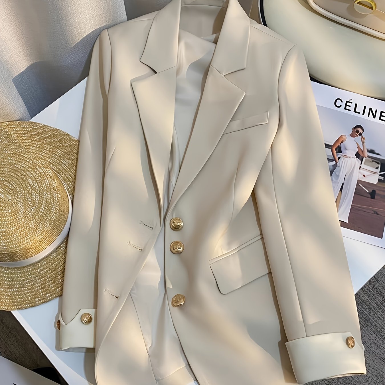 Chaqueta de traje de poliéster de color sólido de estilo coreano de alta gama para mujer en primavera