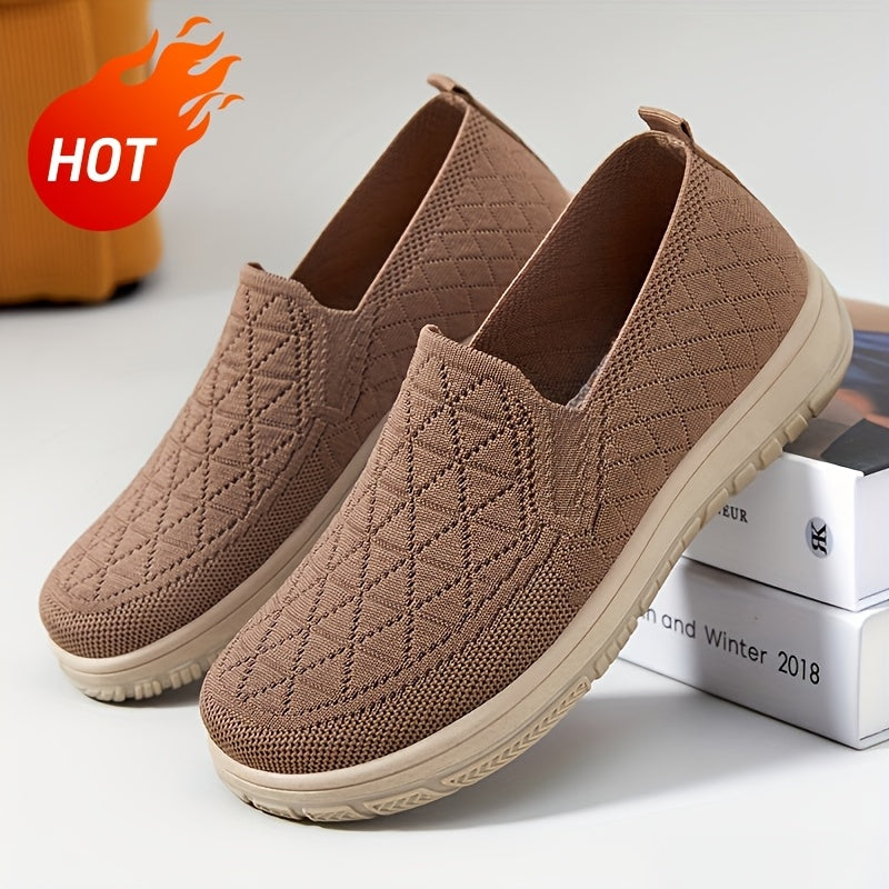 Women’s Slip-On Loafers Lightweight Breathable Fabric Black Casual Shoes
