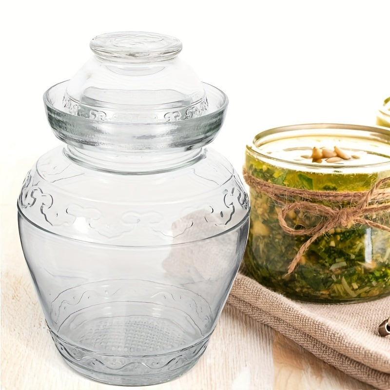 Glass Pickle Fermentation Jar 2500ml Water Seal Lid for Making Pickles Sauerkraut