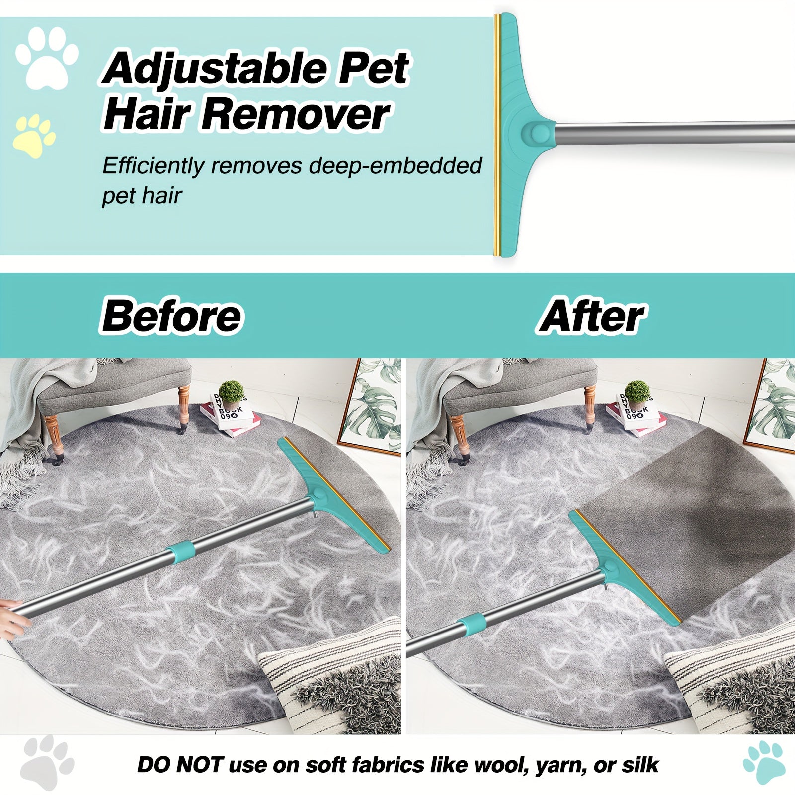 Adjustable Dog Deshedding Brush Plastic Metal No Battery