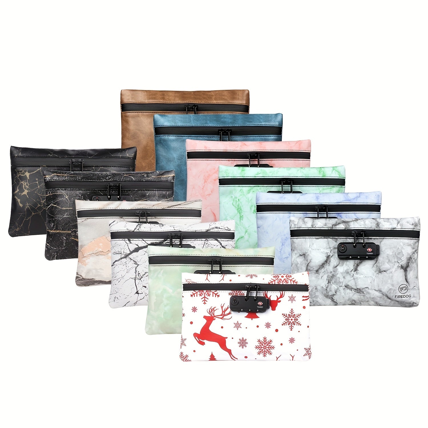 Smell Proof PU Leather Pouch Lockable Carbon Lined Storage Bag for Accessories