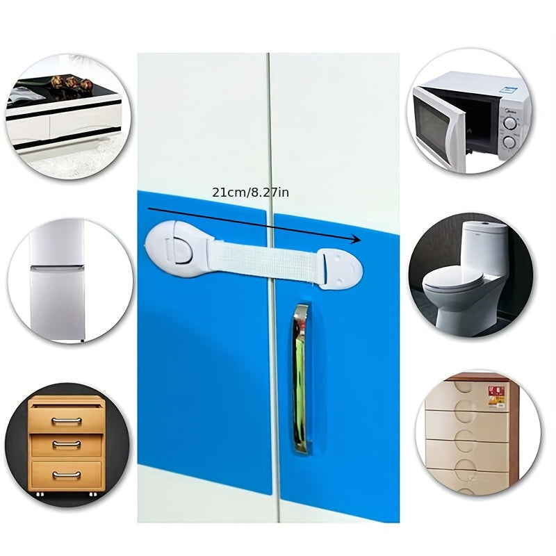 Juego de 5 o 10 cerraduras de plástico resistente para seguridad infantil, cerraduras para cajones a prueba de niños