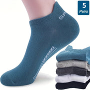 Men's Cotton Ankle Socks 5 Pairs Breathable Moisture-Wicking Summer Casual