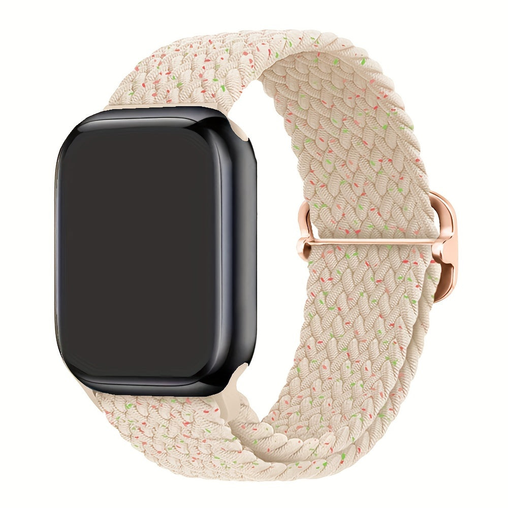 Apple Watch uchun nylon to'qilgan halqa tasmasi, moslashuvchan, elastik, suv o'tkazmaydigan va terga chidamli. Bir nechta ranglarda Ultra2/9/8/7/6/5/4/3 SE iWatch modellari uchun mos keladi. Zamonaviy va moslashuvchan.