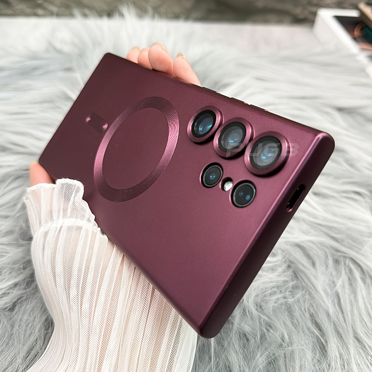 Luxury Matte Magnetic Soft Bumper Phone Case for Samsung Galaxy S21 Ultra Plus with Lens Protector and Wireless Charging