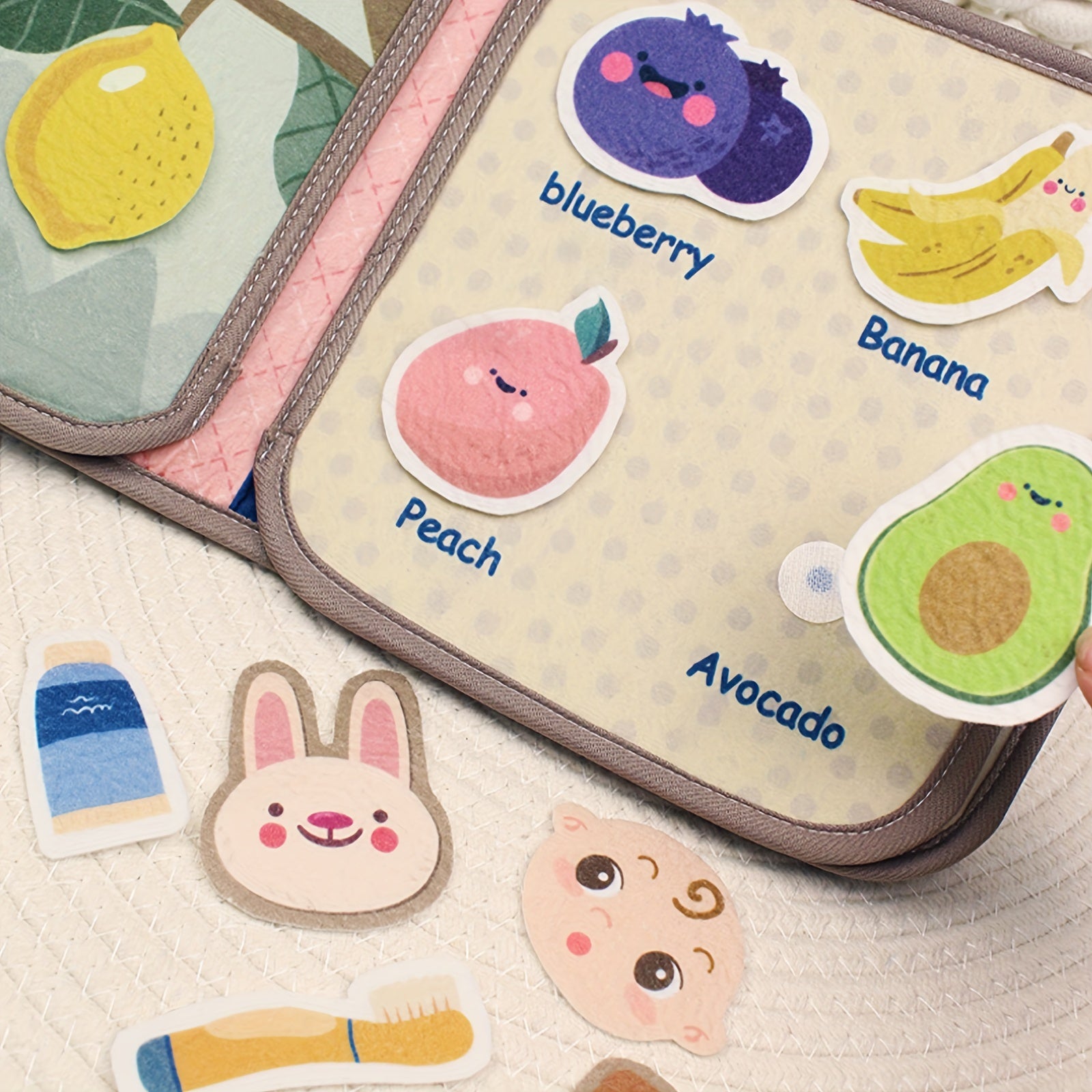 Children's Educational Cloth Book for Toddlers Soft Tear-Resistant Learning Toy for Animals Fruits Shapes