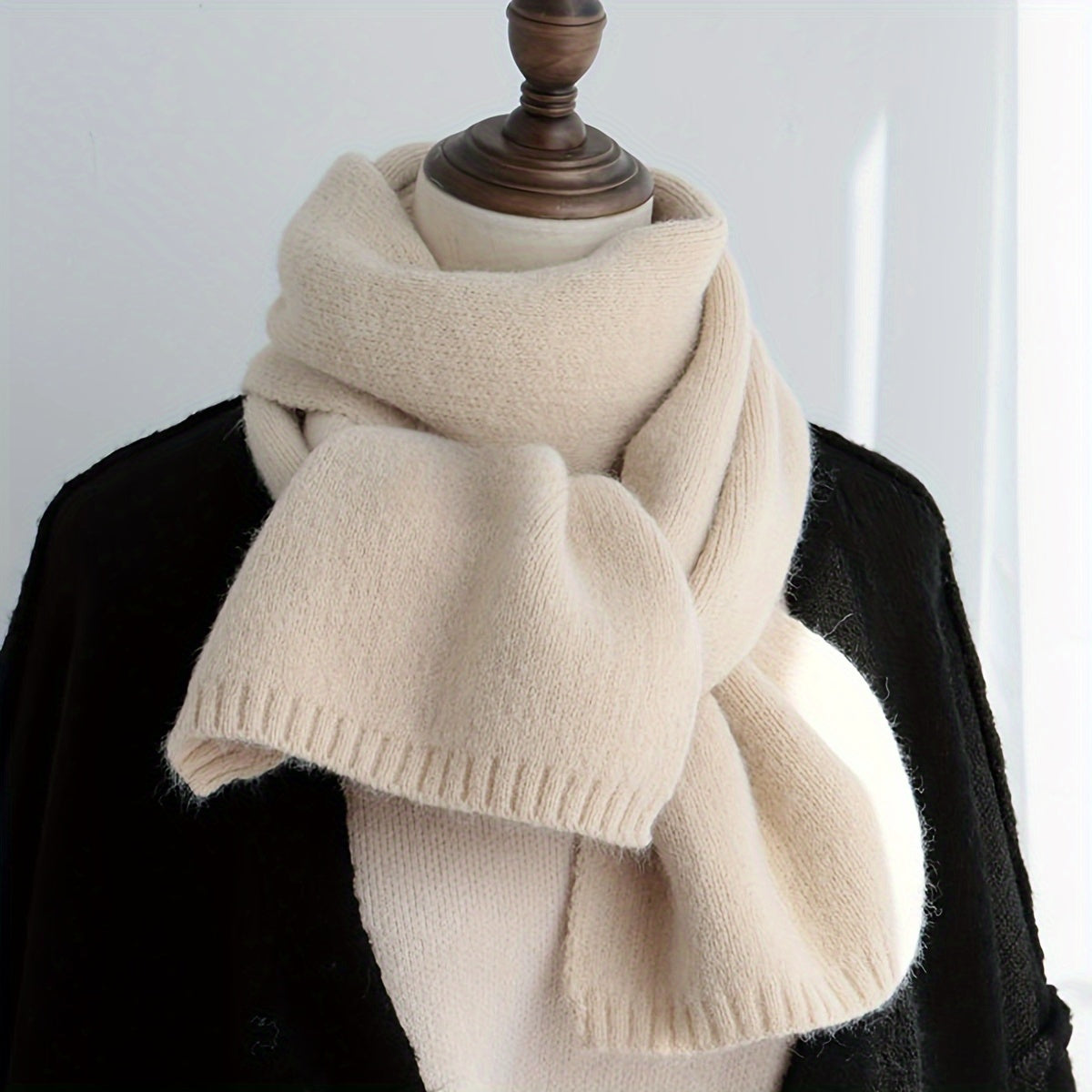 Solid Color Thick Knit Scarf for Fall Winter Warmth and Style