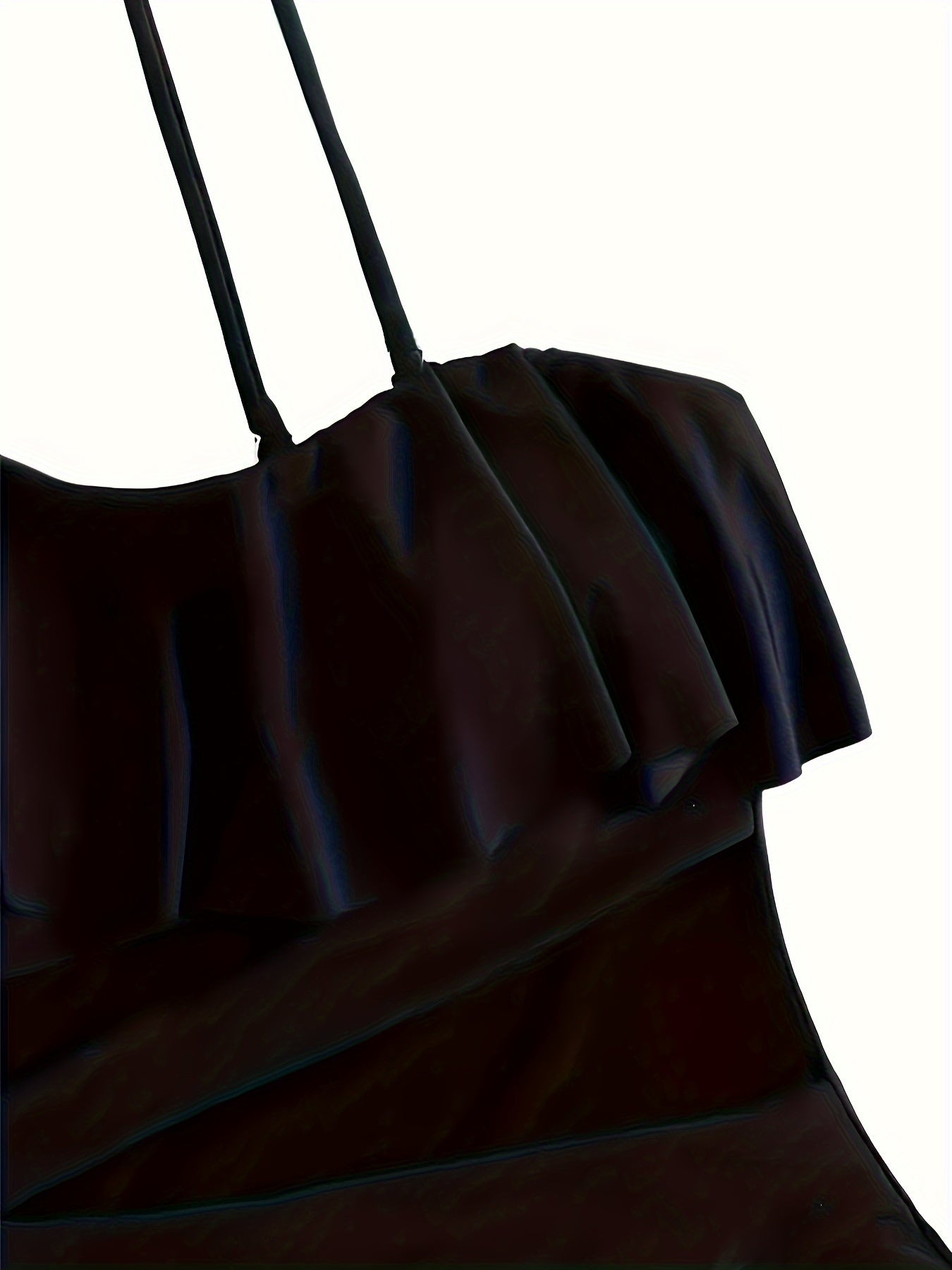 Black Mesh One-Piece Swimsuit with Asymmetric Ruffled Detail and Removable Padding