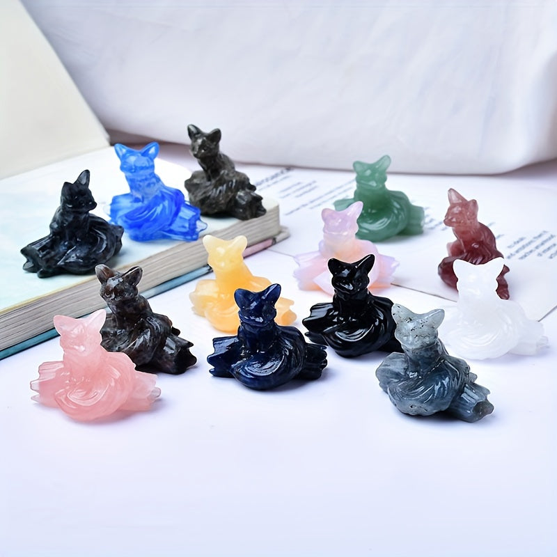 Escultura de piedra natural de zorro de nueve colas para decoración del hogar y regalos