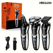 Men's Electric Razor with Nose Hair Trimmer Digital Display Rechargeable Lithium Battery