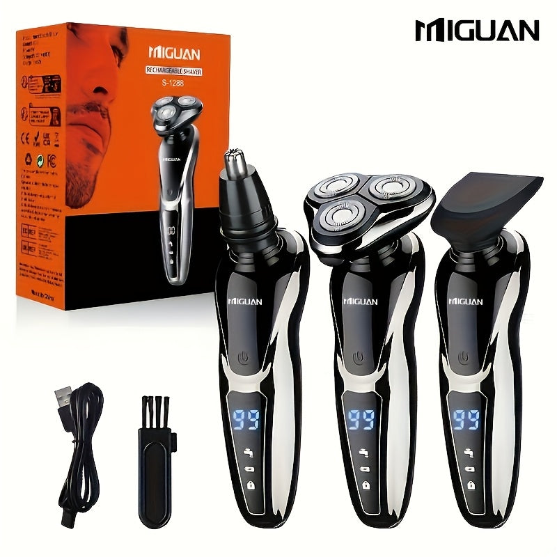 Men's Electric Razor with Nose Hair Trimmer Digital Display Rechargeable Lithium Battery