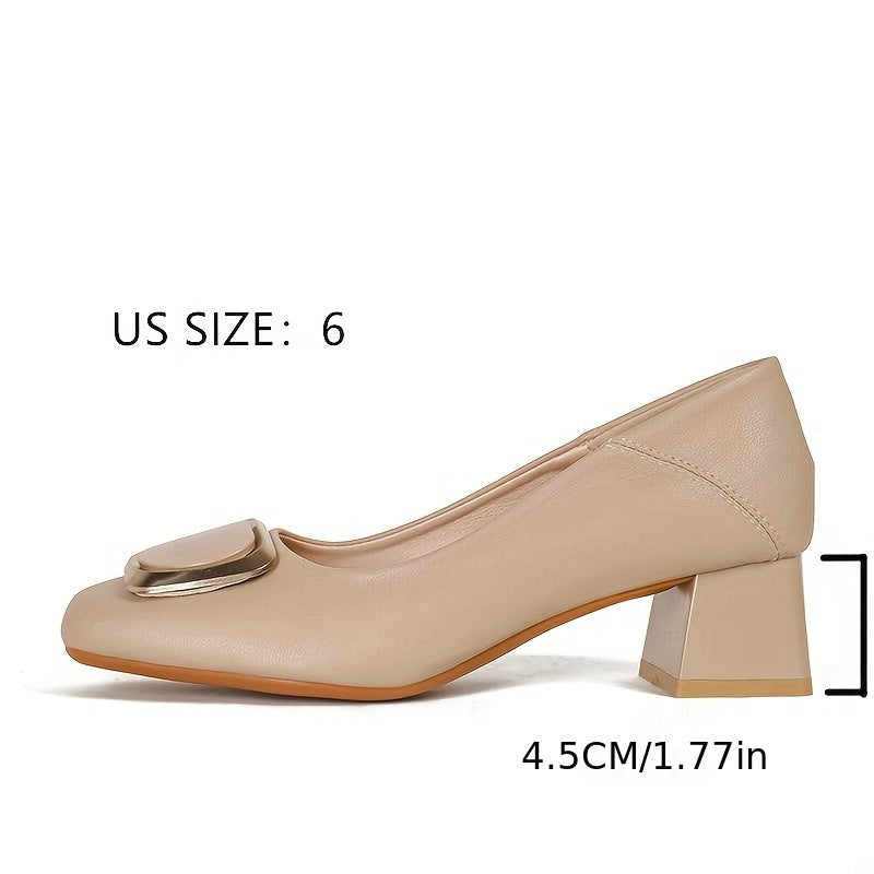 Women's Sequin Embellished Square Toe Slip-On Pumps, All-Season Block Heel