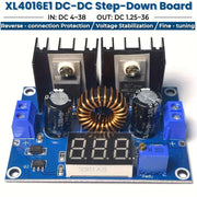 Raqamli displey bilan sozlanadigan DC-DC bosqichli pastga aylantiruvchi modul 36V 8A