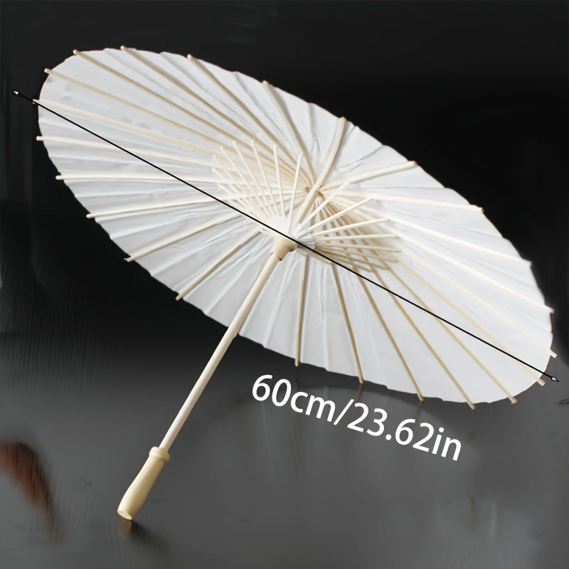 White Oil Paper Umbrella for Weddings and Photos Sun-Blocking Round Modern Style