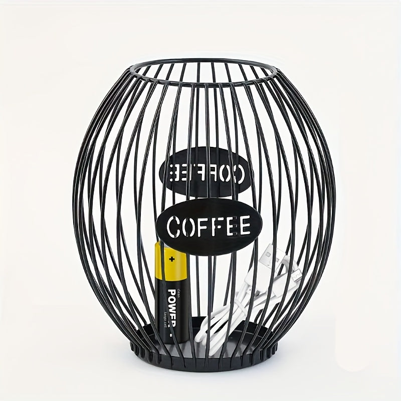 Iron Coffee Capsule Organizer for Kitchen, Black, Storage and Display