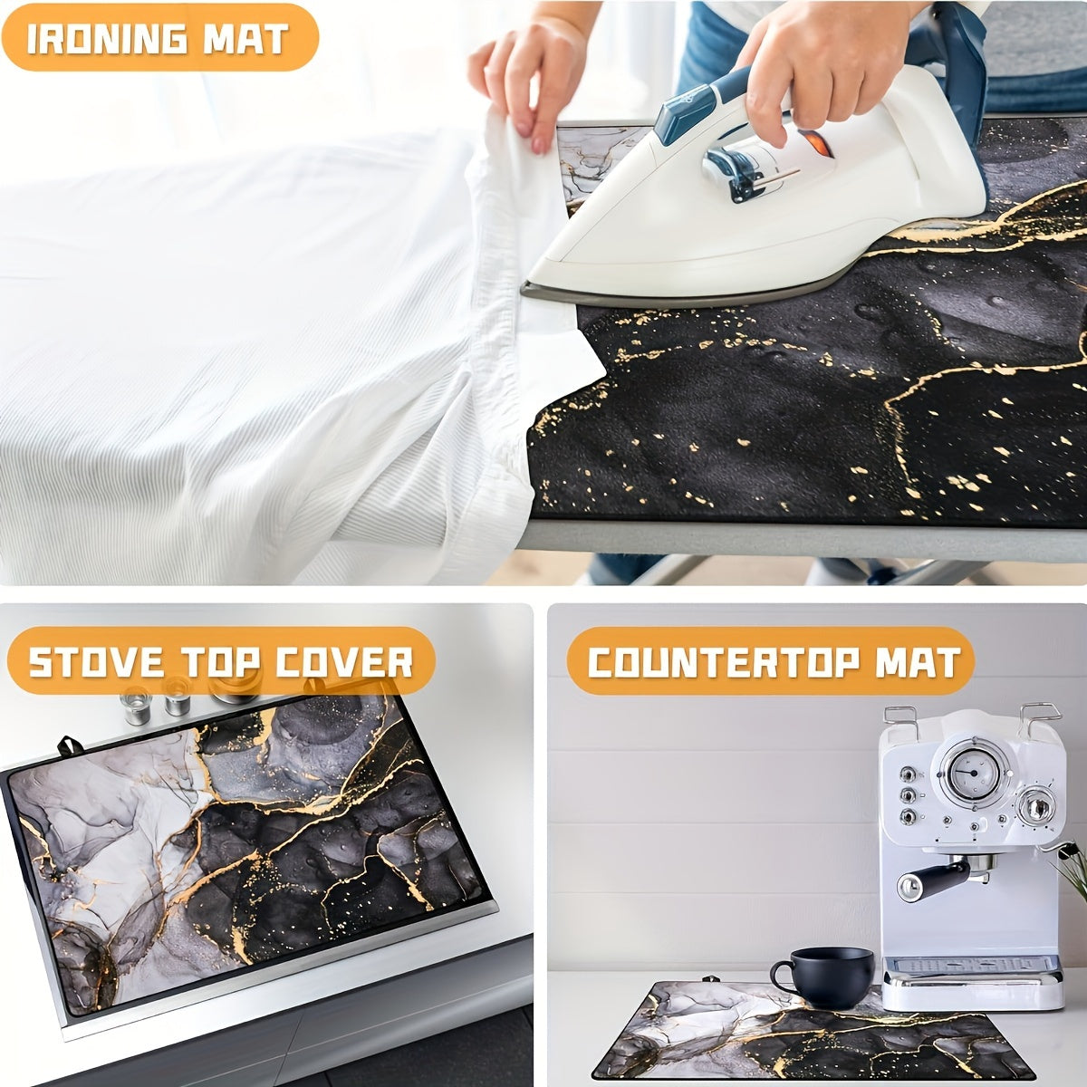 Marble Pattern Stove Top Cover 72x52cm Anti-Slip Scratch-Resistant for Electric Glass Stoves