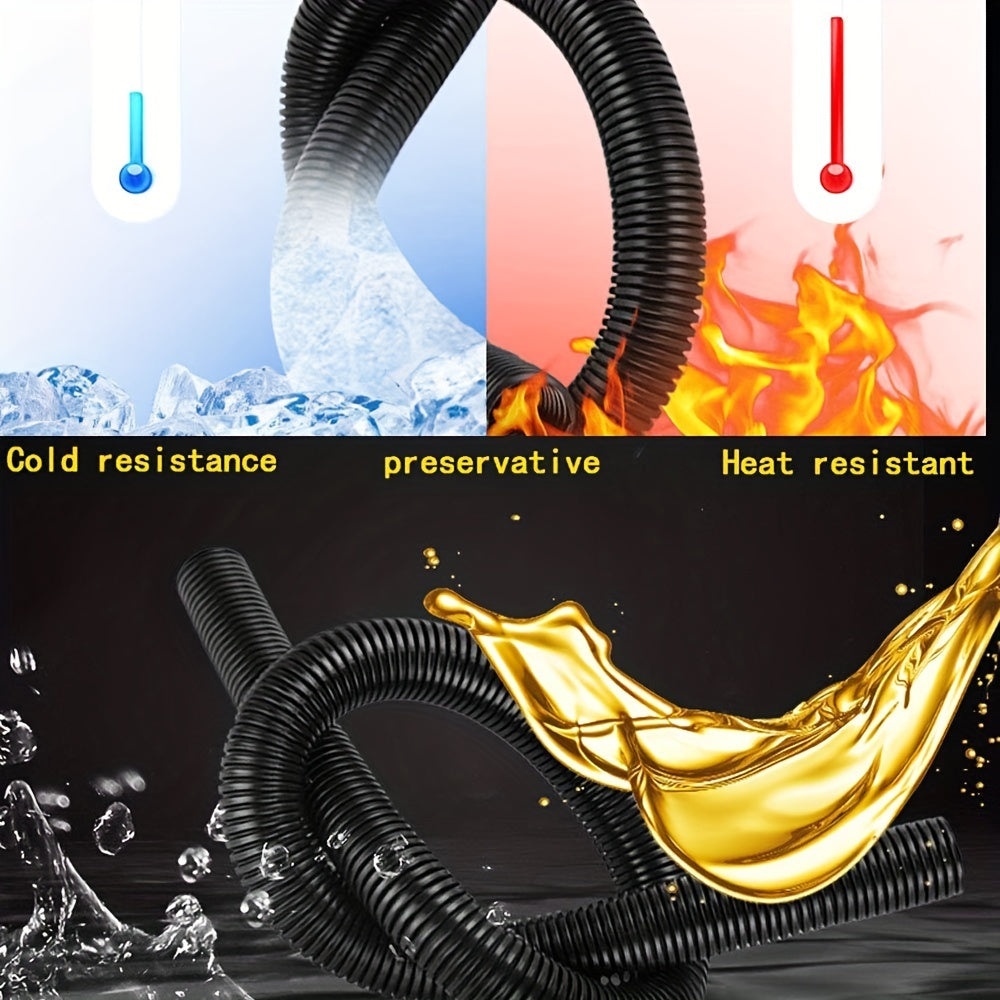2 Pieces 3m Black Corrugated Non-Split Conduit for Automotive and Indoor Wiring