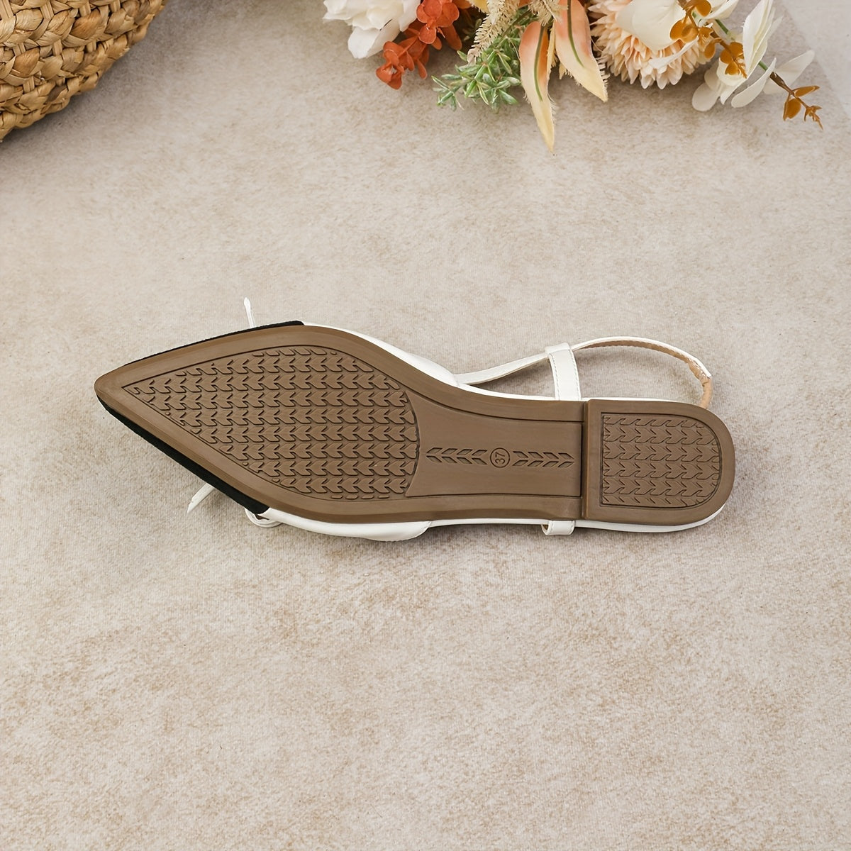 Women's Leather Pointed Toe Flat Sandals Slip-On Summer