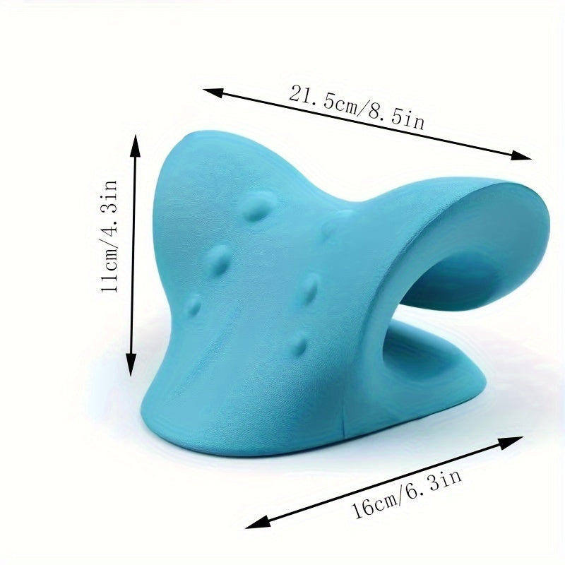 Neck and Shoulder Relaxer Pillow with Cervical Traction Memory Foam Cover Blue Medium Hardness