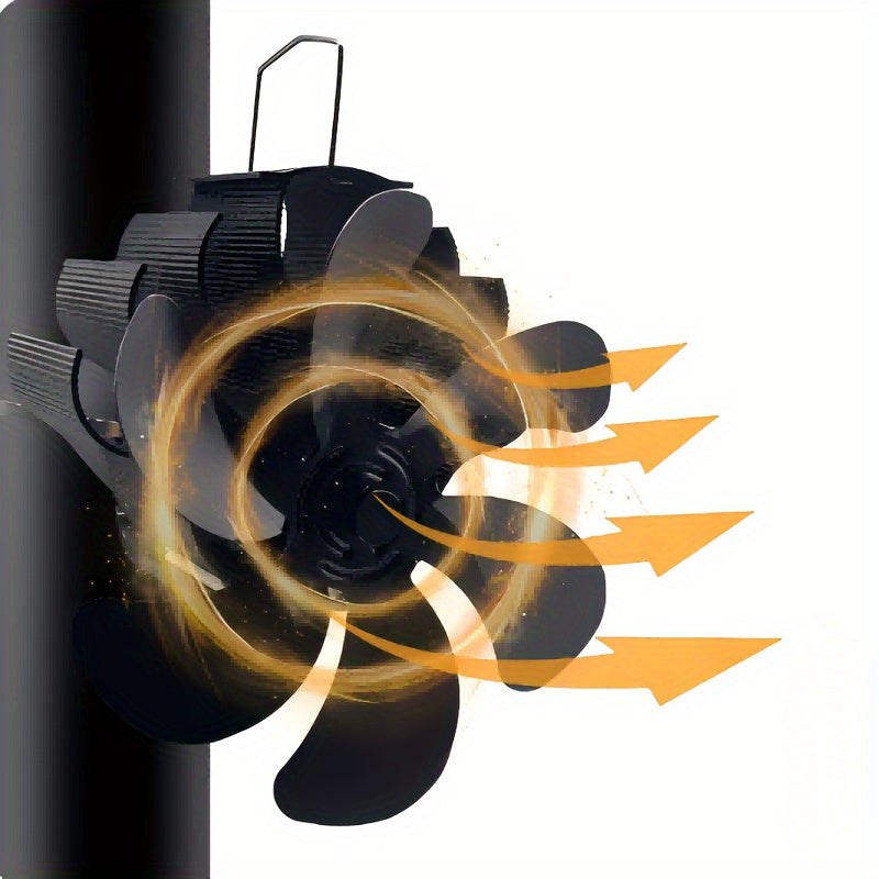 Aluminum High-Speed Stove Fan with 6 Blades for Wood Burners and Fireplaces