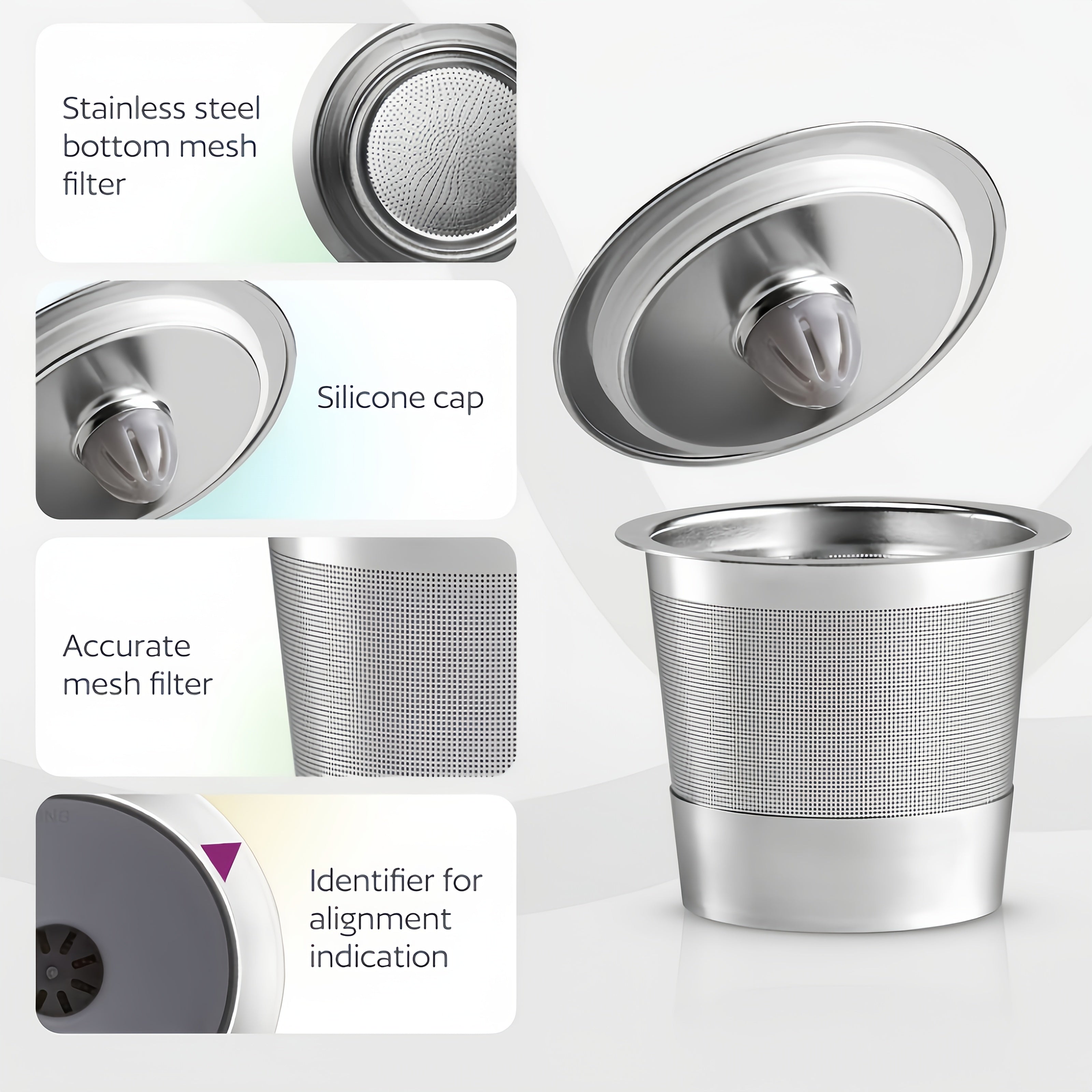 Keurig uchun Gasket bilan 1/2 Paket Qayta ishlatiladigan Stainless Steel Qahva Filtri