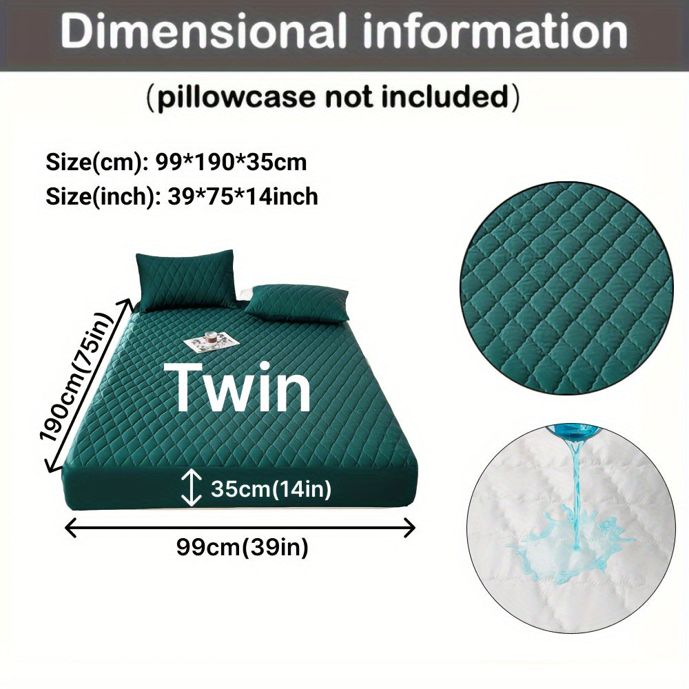 Waterproof Mattress Protector Breathable Dustproof Quilted Bed Cover in White Dark Blue Green Gray