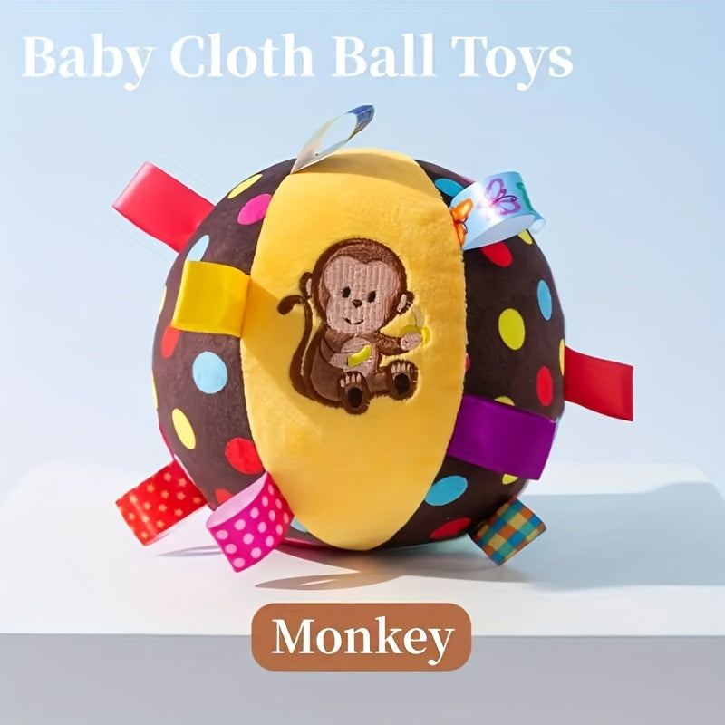 Plush Toy Ball with Rattle for Grip Exercise and Visual Play Suitable for Holiday Gifts