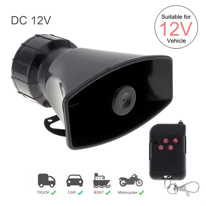 12V Wireless Car Horn with Multi-Tone Siren Matte Finish for Trucks Cars Motorcycles Boats