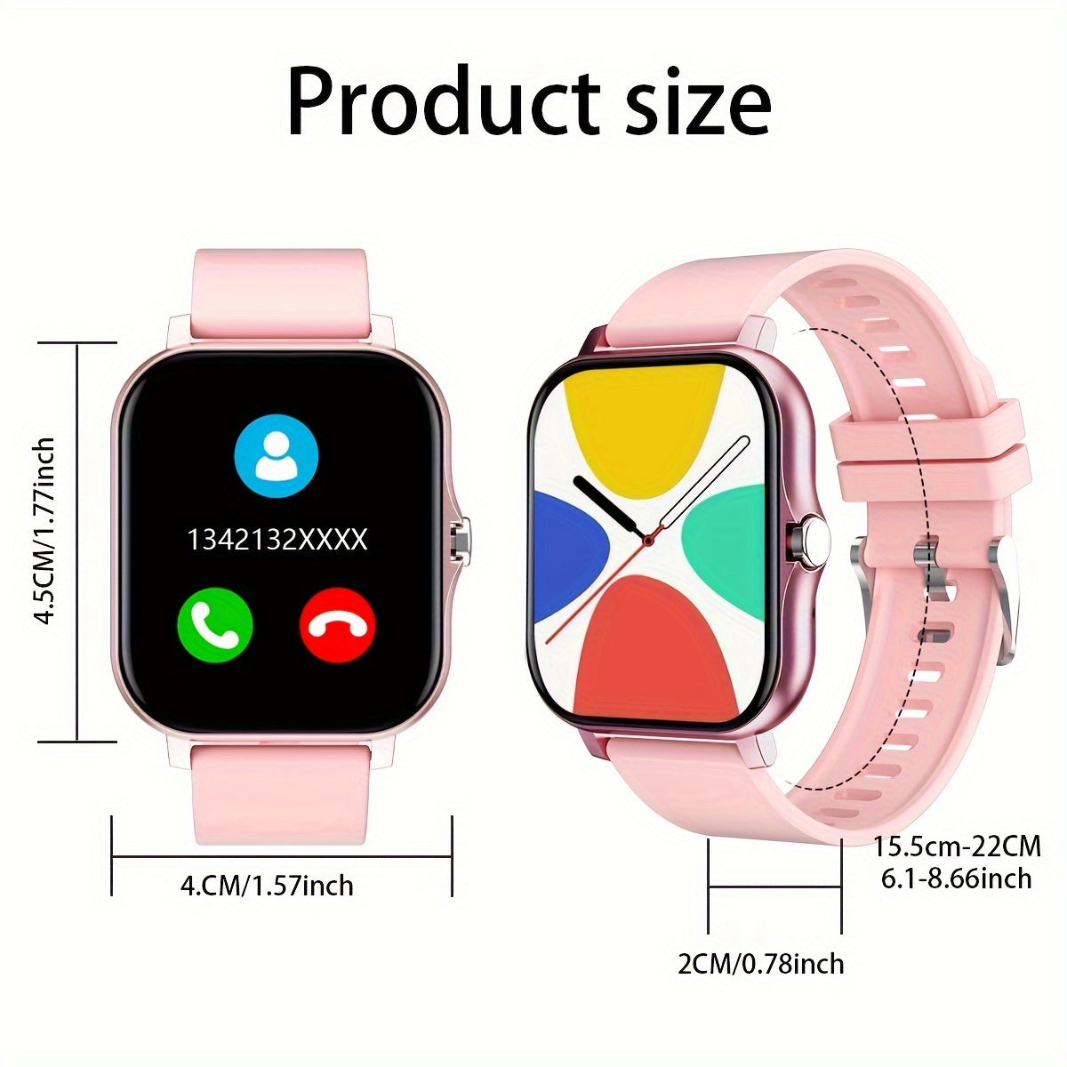 Smart Watch for Men and Women 1.83 Inch HD Screen Fitness Tracker with Call and Voice Assistant