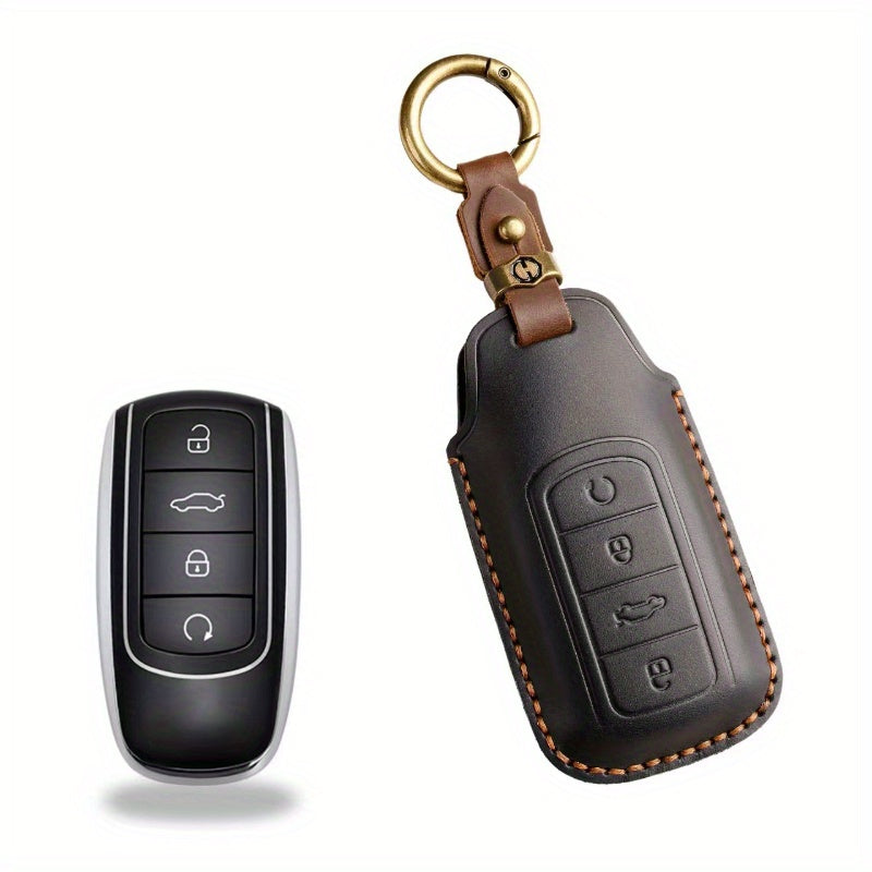 Car Remote Key Fob Cover Shell with Keyring for SUV Universal Black