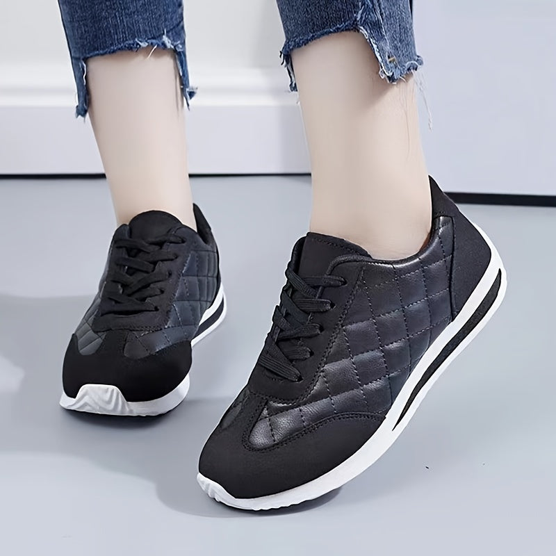 Women's Casual Low Top Shoes with Lace-Up Closure and Rubber Sole