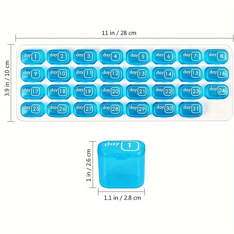 Deluxe 31-Day Pill Organizer Durable PP Material Portable with Removable Compartments