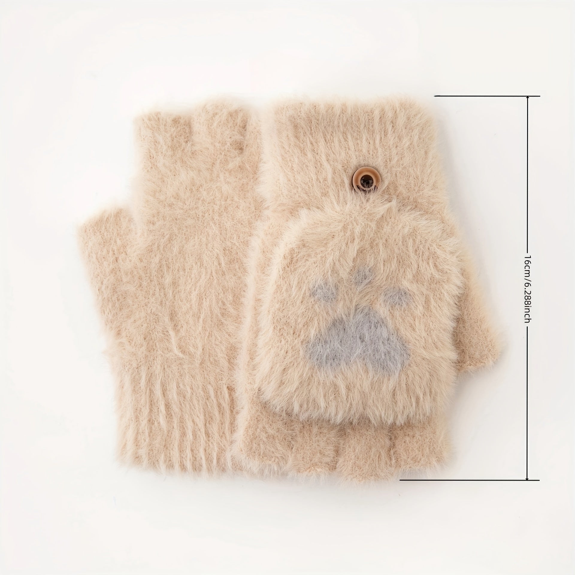 Convertible Acrylic Gloves with Cartoon Cat Claw Design, Non-Slip Grip, Windproof Winter Gloves