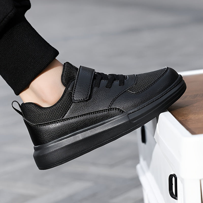 Детские черные спортивные кроссовки с дышащей сеткой и застежкой-липучкой