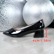 Women's Synthetic Square Toe Low Block Heel Shoes Flats Casual Formal
