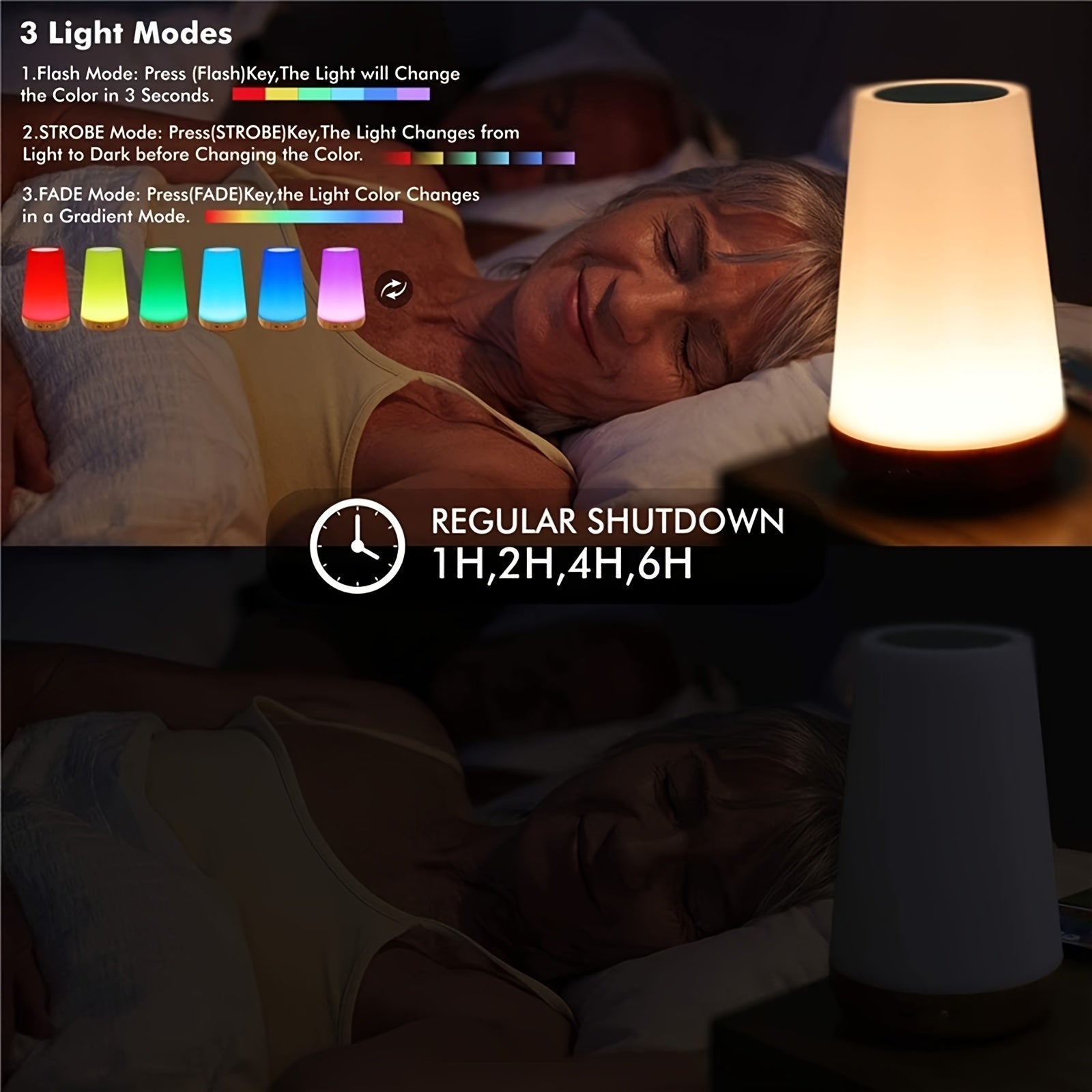 Rechargeable Touch Night Light with Remote Control RGB Warm White LED Portable Smart Brightness