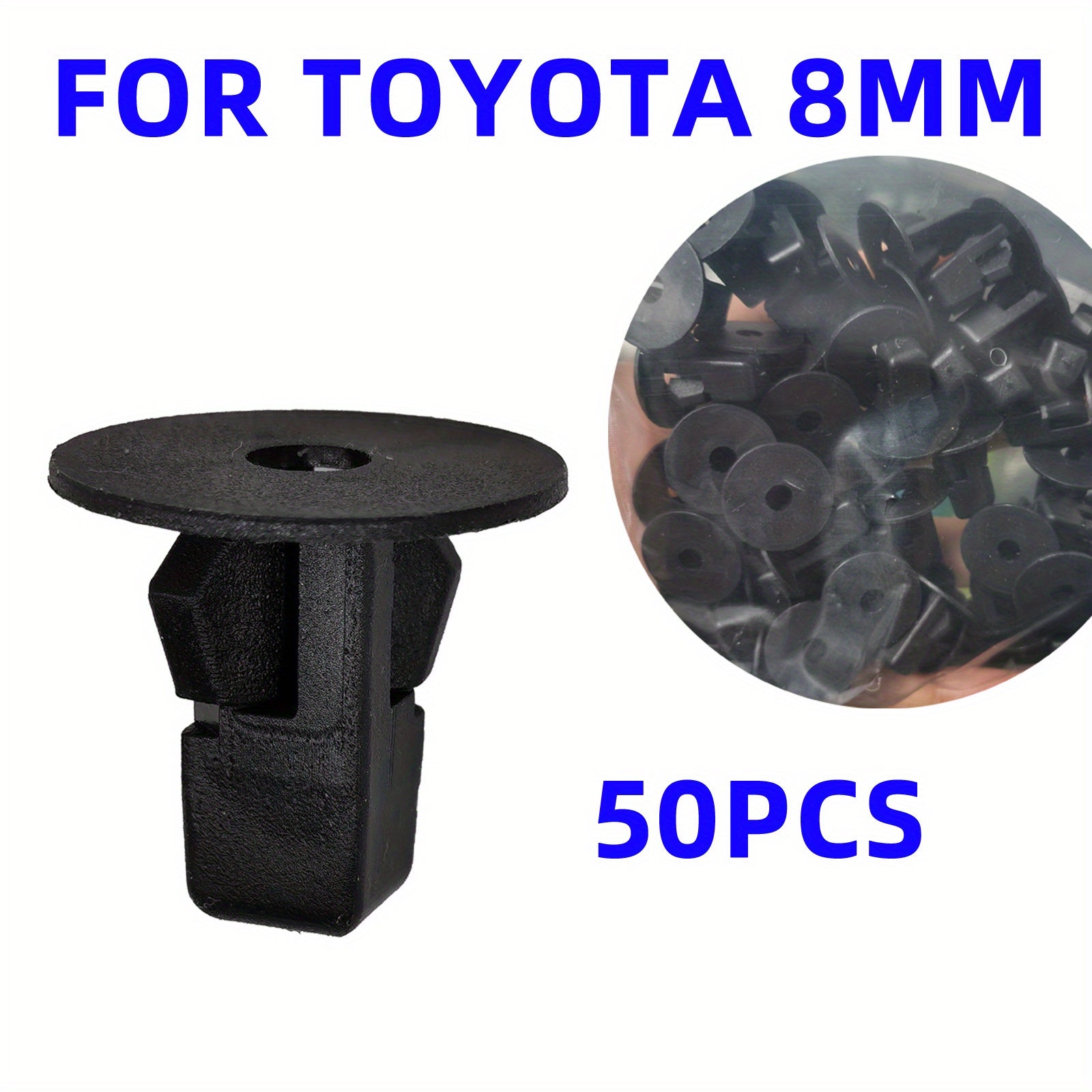 Kit de sujetadores con 50 piezas, remaches de goma para orificios de 8 mm en el revestimiento de parachoques en color negro para vehículos